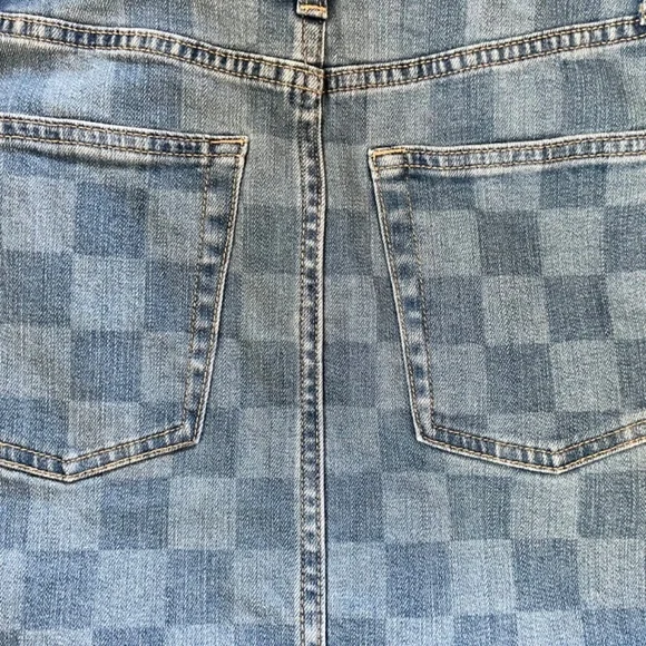 Checkered denim mini skirt- NWOT - Picture 5 of 5